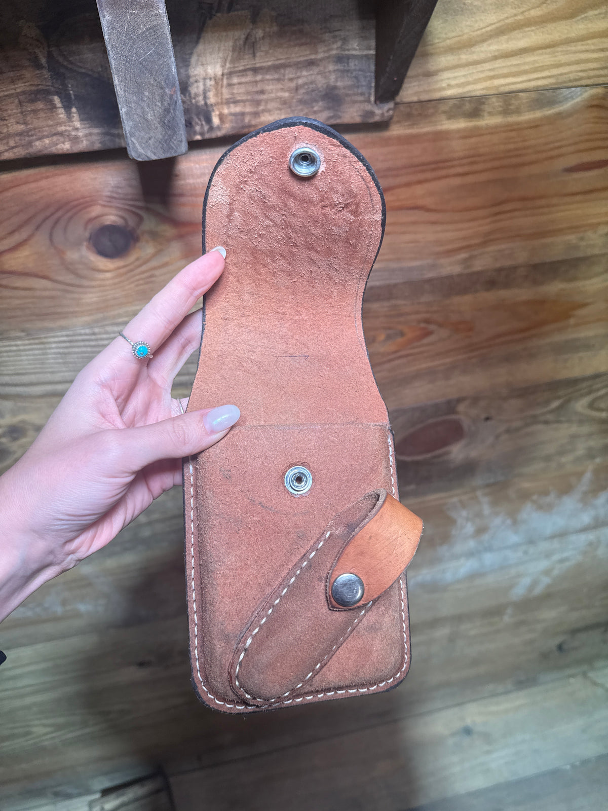 Billet Phone Holder Natural Slick/Roughout w/ knife holder