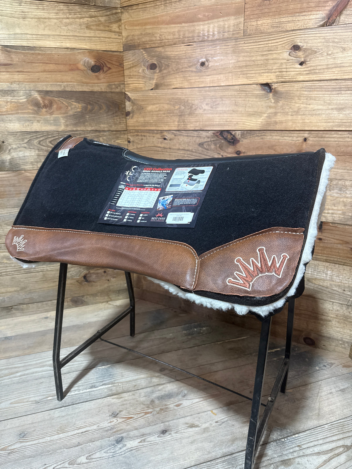 159 Best Ever Pad 32x32 3/4" Cadillac Fleece-Black w/ oak nut leather